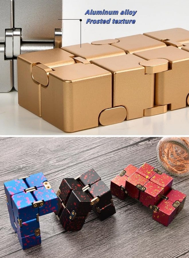 oiikain Metal Infinity Cube Fidget Toy - Aluminum Alloy Anti-Stress and Anxiety Finger Flip Cube for Adults, Men, and Women, Ideal Desk Toy for Work or Home - Infinity Cube Desk Toy (Black) - Image 2